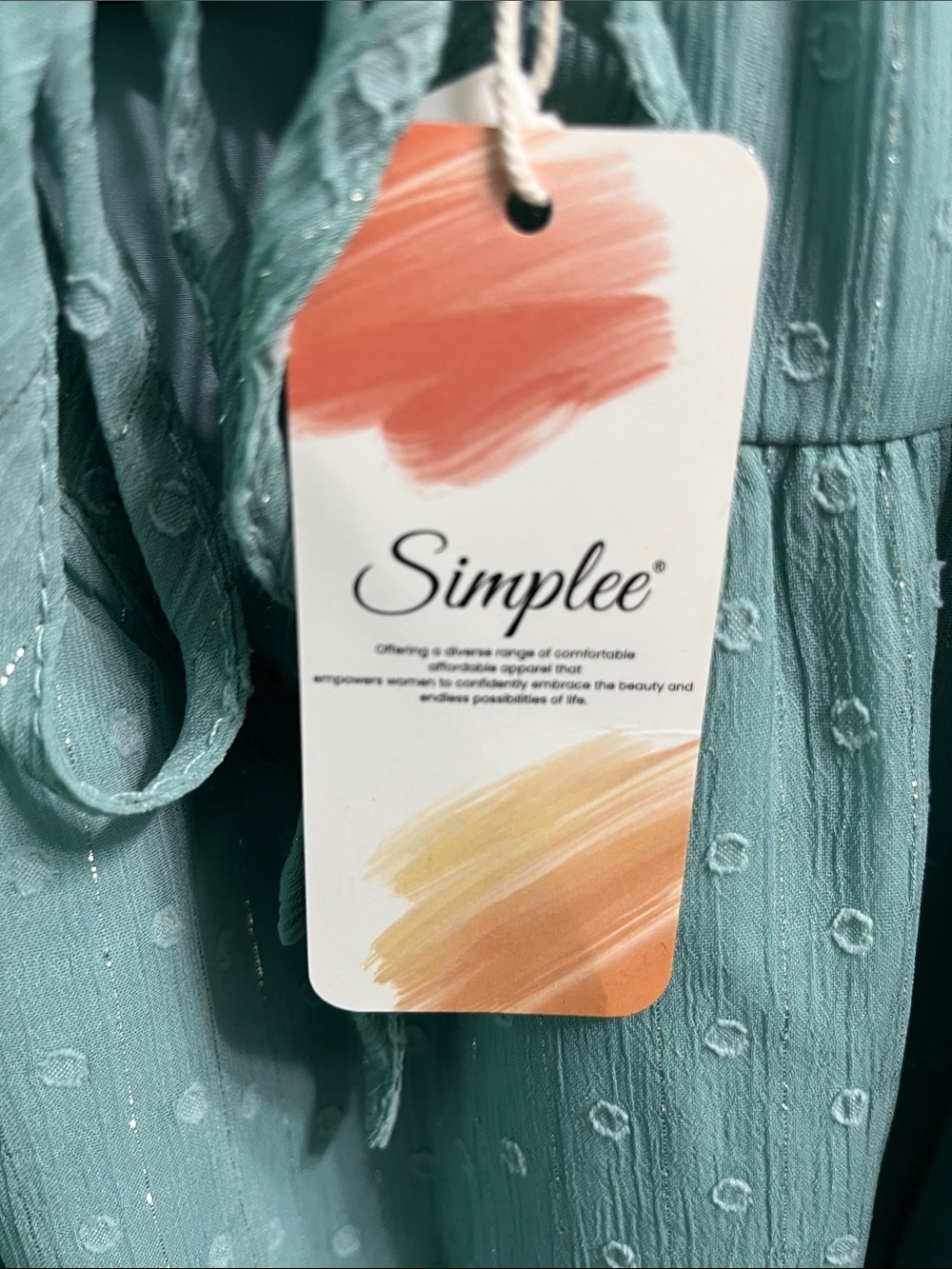 Simplee Apparel Aqua Colored Smocked Ruffle Peasant Blouse - Picture 2 of 5